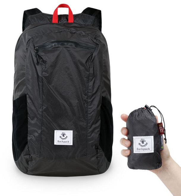 4몬스터 초경량 휴대용 폴딩 등산 백팩 24L, 블랙