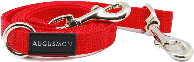 어거스몬 베이직컬러 반려동물 리드줄, 빨강, 1개