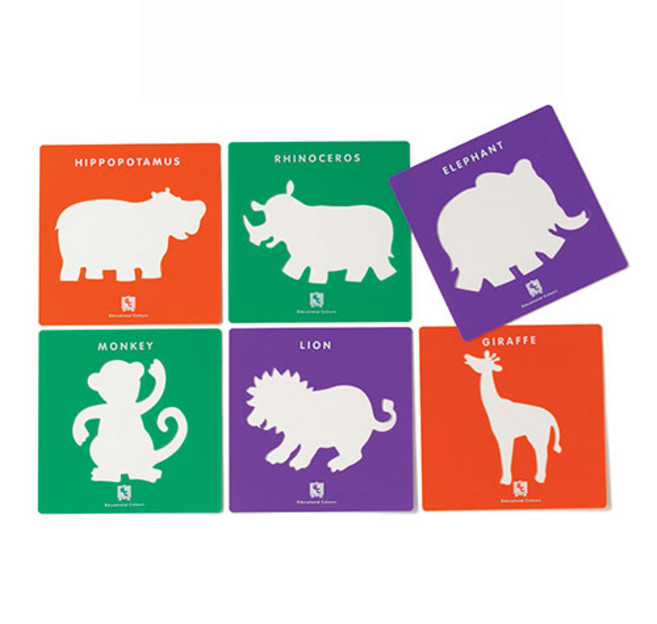 이디엑스에듀케이션 스텐실시리즈2 정글동물 그림판, 혼합색상, 1개