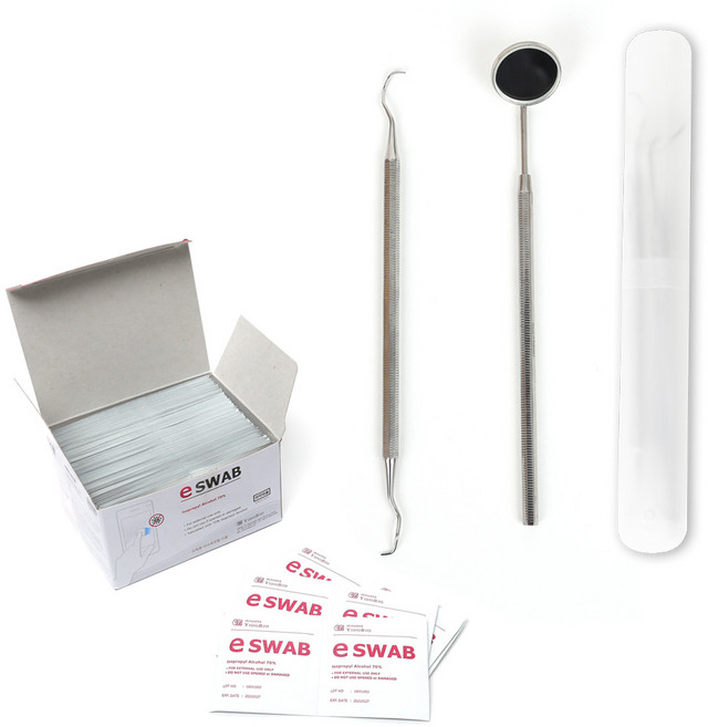 치석 제거기 세트 탐침 B타입 + 치경 + 케이스 + 알콜솜 랜덤발송 100p, 1세트