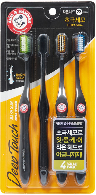 암앤해머 딥터치 초극세모 칫솔 세트, 4개입, 1개
