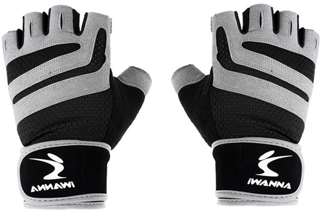 아이워너 트레이닝 글러브 2중 밴드 헬스장갑 좌우 세트, 그레이, 1세트