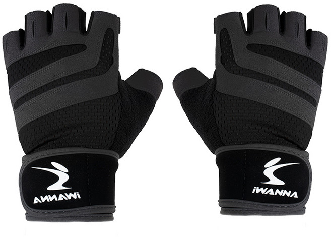 아이워너 2중 밴드형 트레이닝 헬스장갑 양손세트, 블랙, 1세트