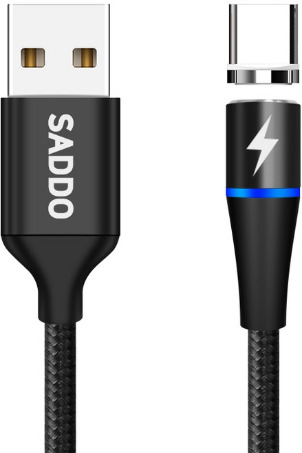 사또 3세대 USB C타입 커넥터 + 일자형 마그네틱 고속충전 케이블세트, 2m, 블랙, 1세트