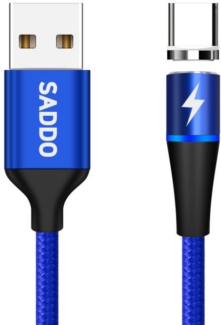 사또 3세대 USB C타입 커넥터 + 일자형 마그네틱 고속충전 케이블, 1m, 블루, 1세트
