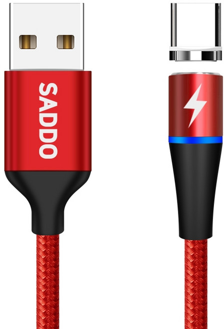 사또 3세대 USB C타입 커넥터 + 일자형 마그네틱 고속충전 케이블 1m 세트, 레드, 1세트