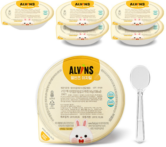 엘빈즈 이지밀 실온이유식 3단계 진밥, 6종, 1세트, 130g