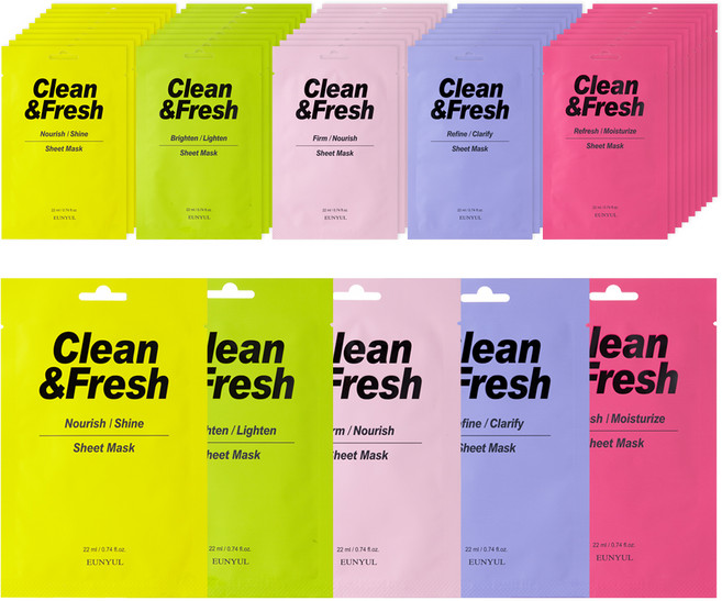 은율 클린앤 프레시 시트마스크 광채 5종 x 10p세트, 1세트
