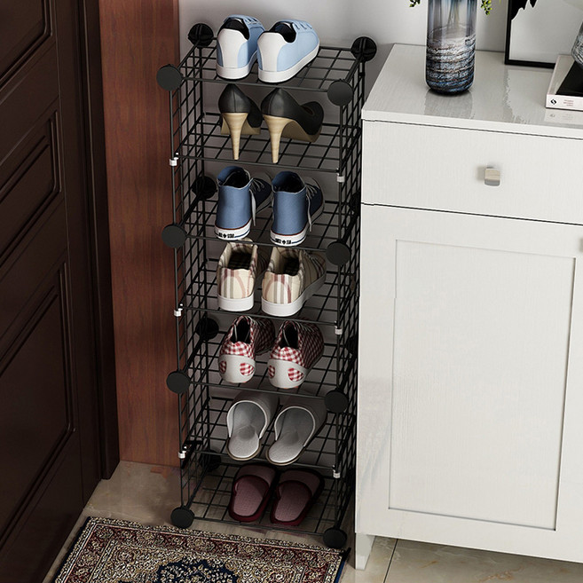 가팡 조립식 좁은현관 신발장 블랙 7단 N, 1개