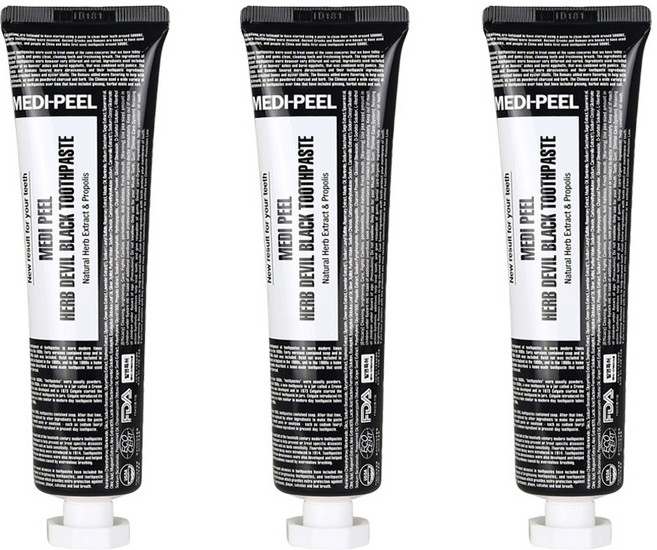 메디필 허브 데빌 블랙 치약, 130g, 3개