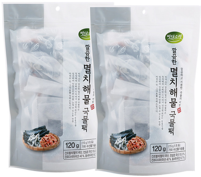 바다소리 깔끔한 멸치해물국물팩, 120g, 2개