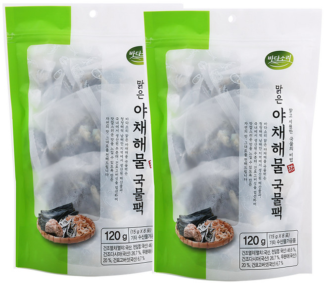 바다소리 맑은 야채해물 국물팩, 120g, 2개