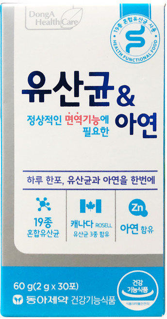 동아제약 유산균&아연, 30개, 30회분
