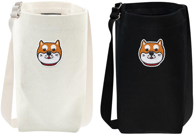 옥스타 시바패치 크로스 텀블러백, 블랙, 베이지, 2개