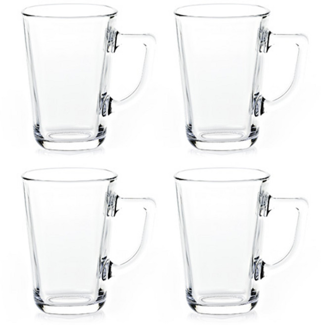 글라스락 내열강화 홈카페 유리 머그 260ml, 투명, 4개