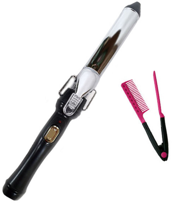씨엔에스월드 월드 25mm 파워 컬링 웨이브 아이론 봉고데리 PCIron-25 + 집게헤어브러쉬, PCIron-025, 혼합색상