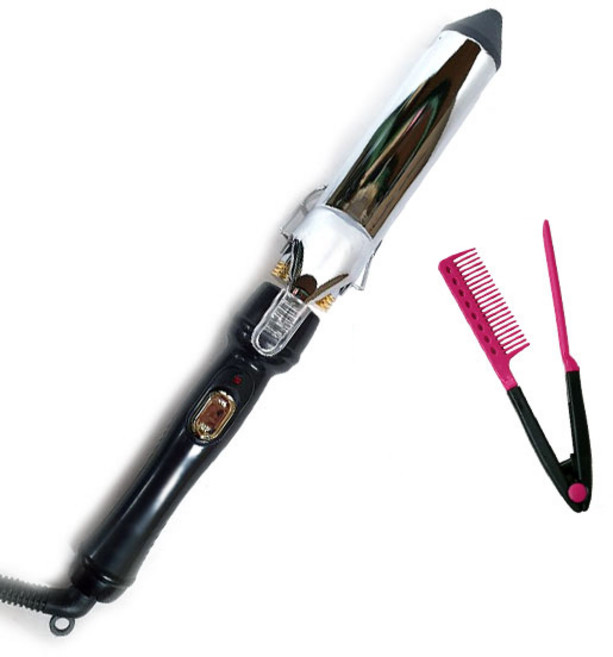 씨엔에스월드 월드 28mm 파워 컬링 웨이브 아이론 봉고데기 PCIron-28 + 집게헤어브러쉬, PCIron-028, 혼합색상