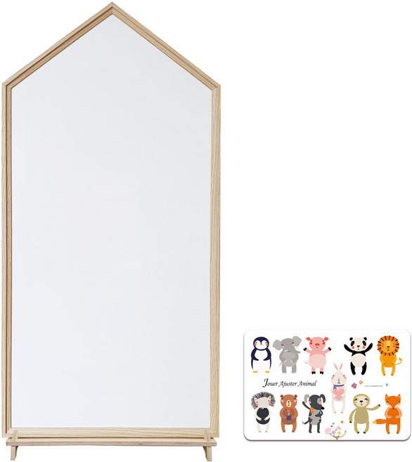 꼬메모이 크레용 유아 자석 가베 칠판 + 아쥬떼 동물 자석 + 꼬모랙 세트, 프레임(네이쳐) + 보드(화이트), 꼬모랙(네추럴), 1개