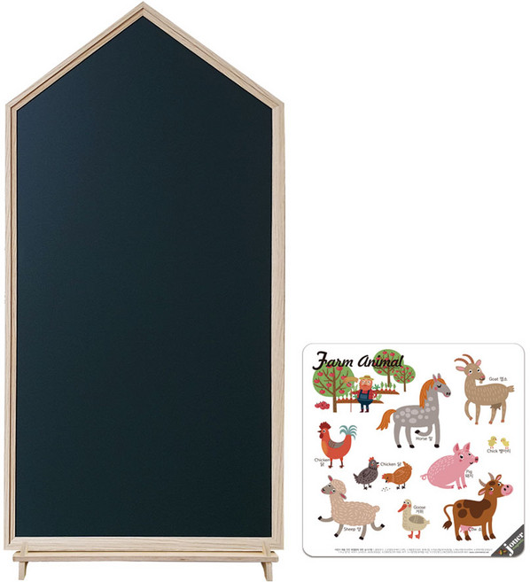 꼬메모이 크레용 유아 자석 가베 칠판 + 트랑트 농장동물 자석 + 꼬모랙, 프레임(네이쳐) + 보드(포레), 꼬모랙(네추럴), 1개
