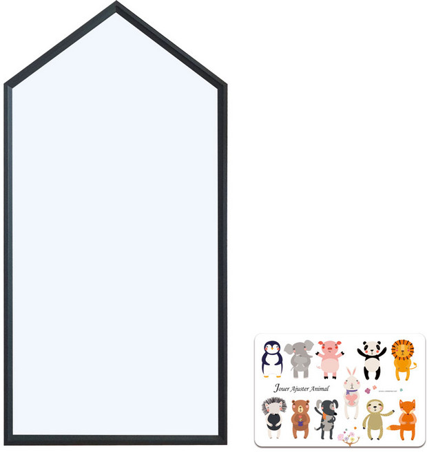 꼬메모이 크레용 유아 자석 가베 칠판 + 아쥬떼 동물 자석, 프레임(블랙) + 보드(화이트), 1개