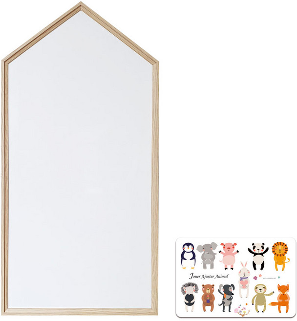 꼬메모이 크레용 유아 자석 가베 칠판 + 아쥬떼 동물 자석, 프레임(네이쳐) + 보드(화이트), 1개