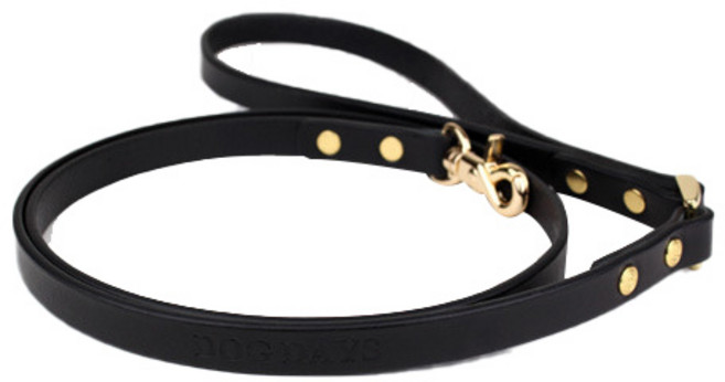 도그데이즈 반려동물 프리미엄 가죽 리드줄, 1개, 블랙