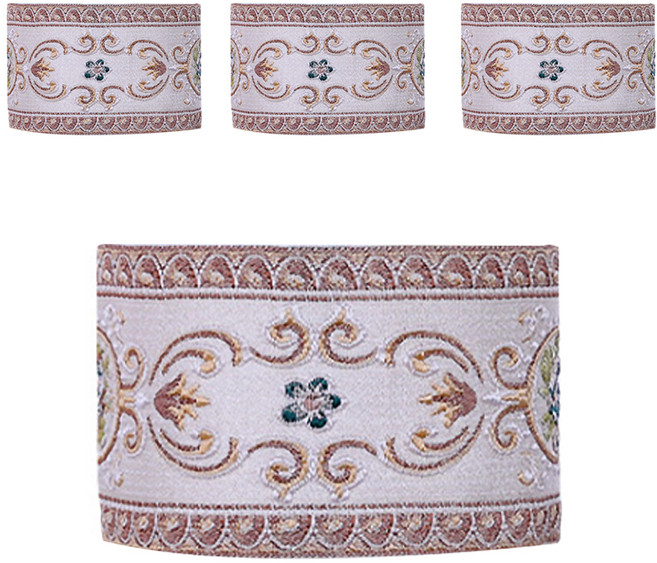 알럽홈 고급자수 벨크로 커튼 타이백 48 x 9 cm, 써클꽃브라운, 4개