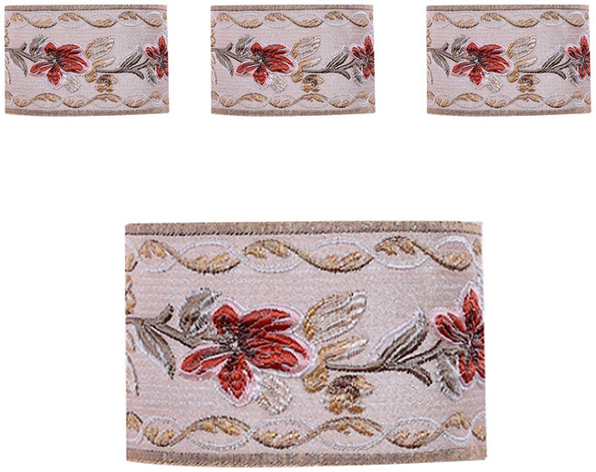 I Love Home 高級刺繡魔鬼氈窗簾綁帶 48 x 9 cm, 花朵棕色, 4個