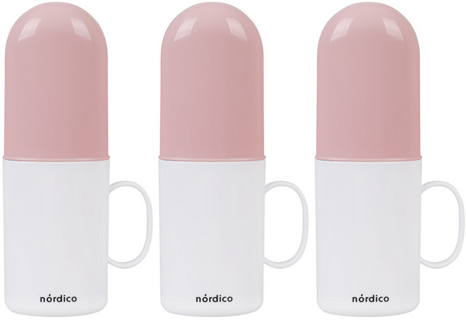 노르디코 킨더 양치컵 칫솔 케이스, 핑크, 3개