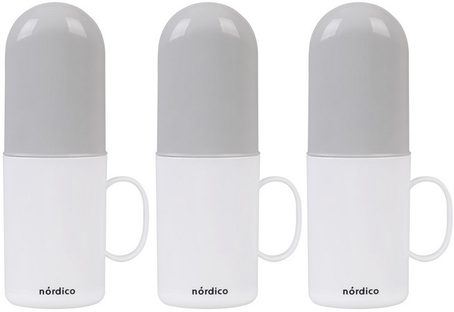 노르디코 킨더 양치컵 칫솔 케이스, 그레이, 3개