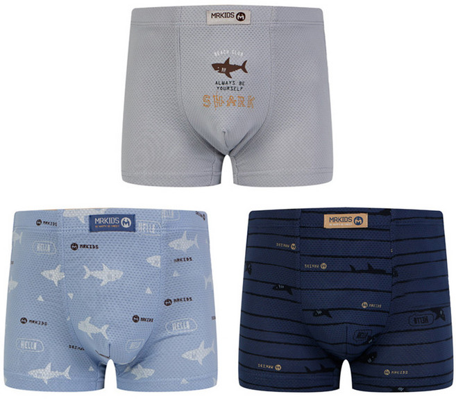 엠알키즈 남아용 샤크비 드로즈 사각팬티 3종 세트