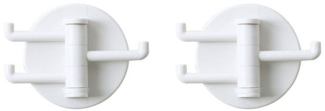라운드 회전 벽걸이 후크, 화이트, 2개