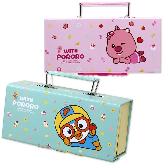 Pororo 淘氣小企鵝 秘密寶盒鉛筆盒2件組, 啵樂樂 + 露比, 1套