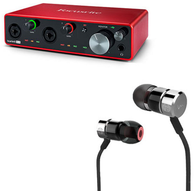 포커스라이트 스칼렛 4i4 3rd Gen + OPUS OP.2C 이어폰 + 헤드폰 젠더 세트, Scarlett 4i4