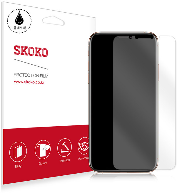 스코코 휴대폰 올레포빅 액정보호필름, 2개