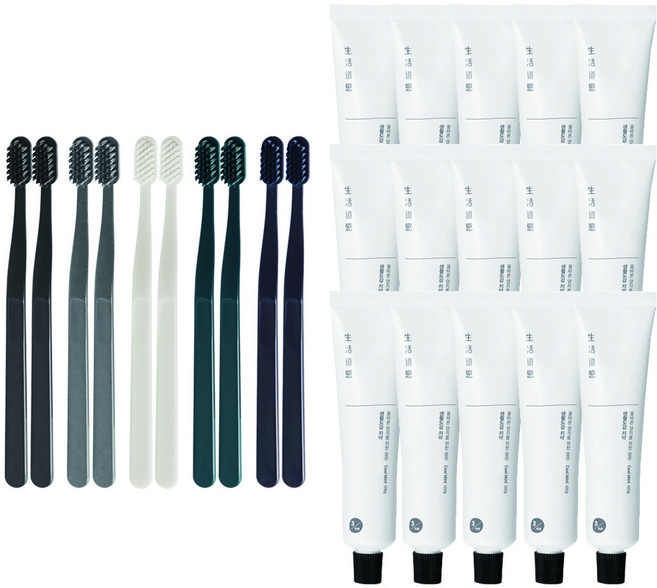 생활도감 칫솔 5종 x 2p + 치약 100g x 15p 세트, 1세트
