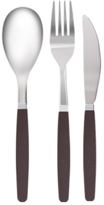 마호커트러리 틴트 성인용 양식기 세트, 브라운, 성인용 숟가락 + 포크 랜덤발송 + 나이프 랜덤발송