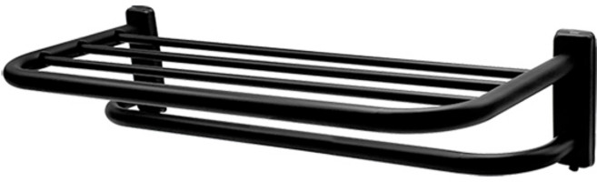 욕실 스테인리스 2단 수건선반, 블랙, 1개