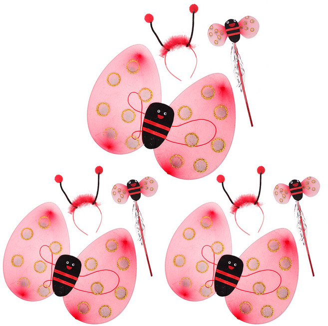 리빙다 무당벌레날개 파티소품 3종 세트, 혼합색상, 3세트