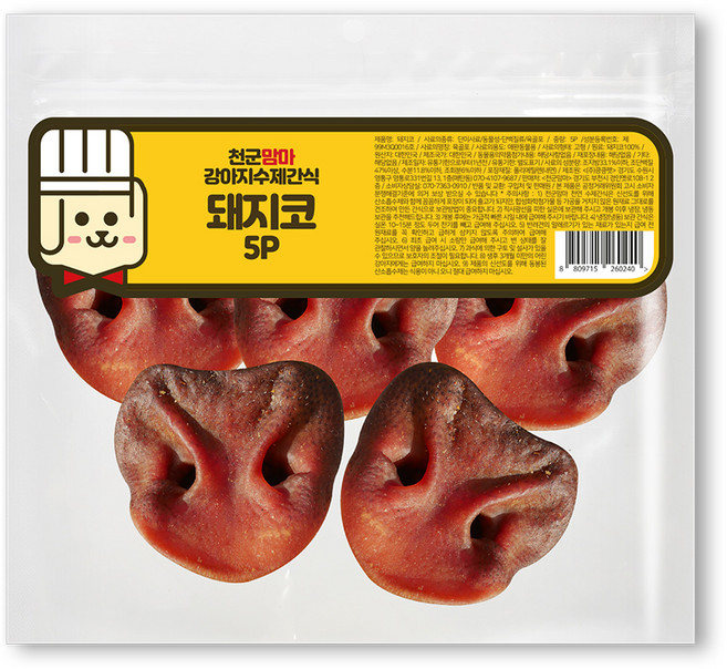 천군맘마 강아지 수제간식 5p, 돼지코, 1개