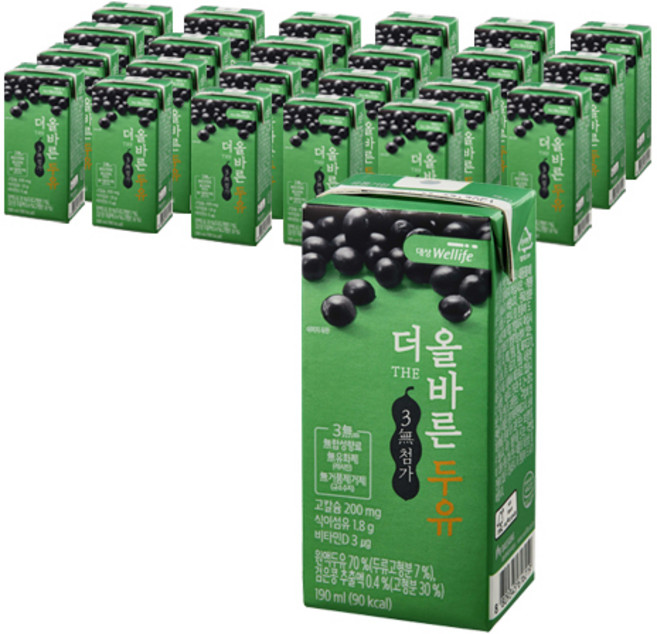 대상웰라이프 더 올바른 두유, 24개, 190ml