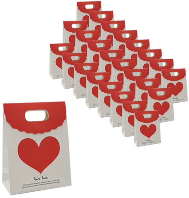 에이비엠코리아 레드하트 손잡이 종이 쇼핑백, 혼합색상, 25개