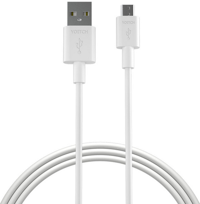 요이치 마이크로 5핀 고속충전 케이블 2m, 화이트, 1개