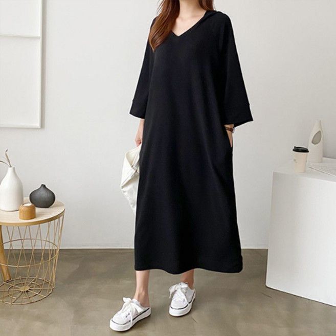 팡팡샵 R 후드V 롱 임산부 원피스