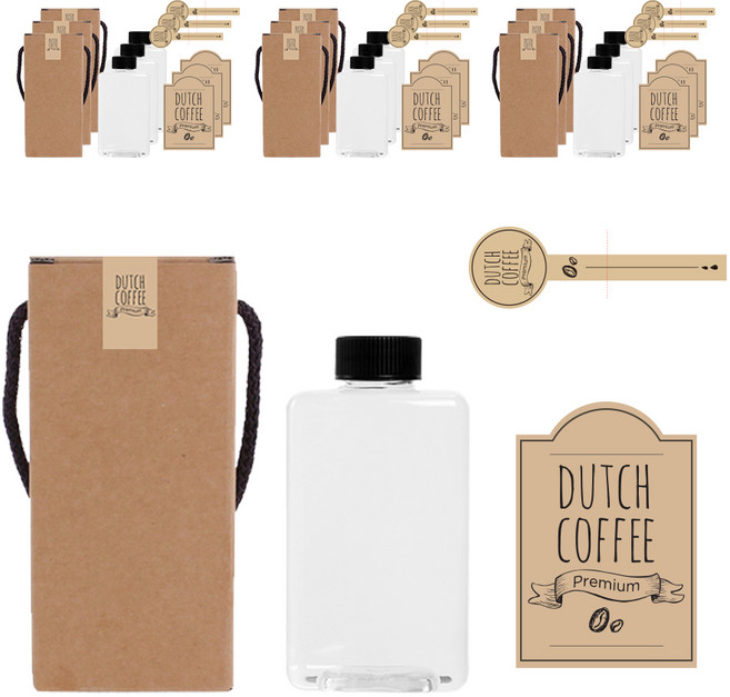 통통납작 공병 300ml + 일반캡 검정 + 전용박스 통통 300-1C + 스티커 LB4M + 봉인스티커 LB428 + 박스 봉인스티커 LB4S, 10세트