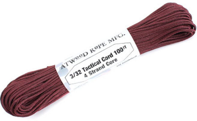 ATWOOD ROPE MFG 4股戰術繩 3/32, 酒紅色, 1個