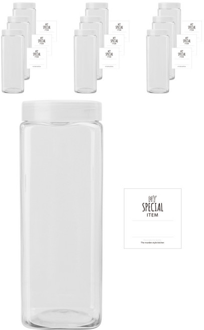 사각 잡곡통 1200ml x 10p + 반투명캡 10p + 네임스티커 사각 10p, 혼합색상, 1개
