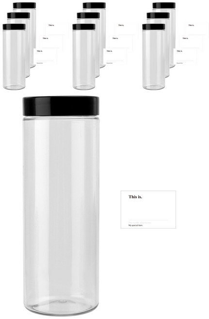 원형 잡곡통 1000ml x 10p + 검정캡 10p + 네임스티커 S 10p, 혼합색상, 1개