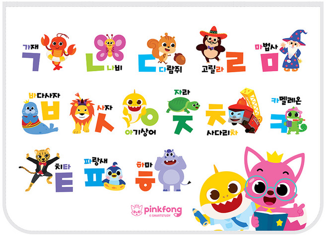 지노코리아 핑크퐁 차량용 햇빛가리개, 한글놀이, 1개