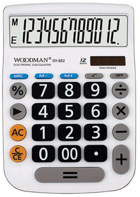 우드맨 사무용 전자 계산기 DY-882, 블랙, 1개